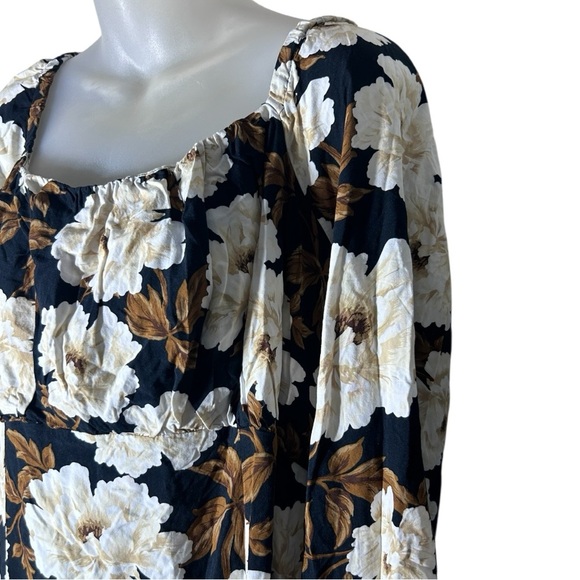 Old Navy Black & White Floral Waist-Defined Square-Neck Maxi Dress size XXL - Picture 5 of 11